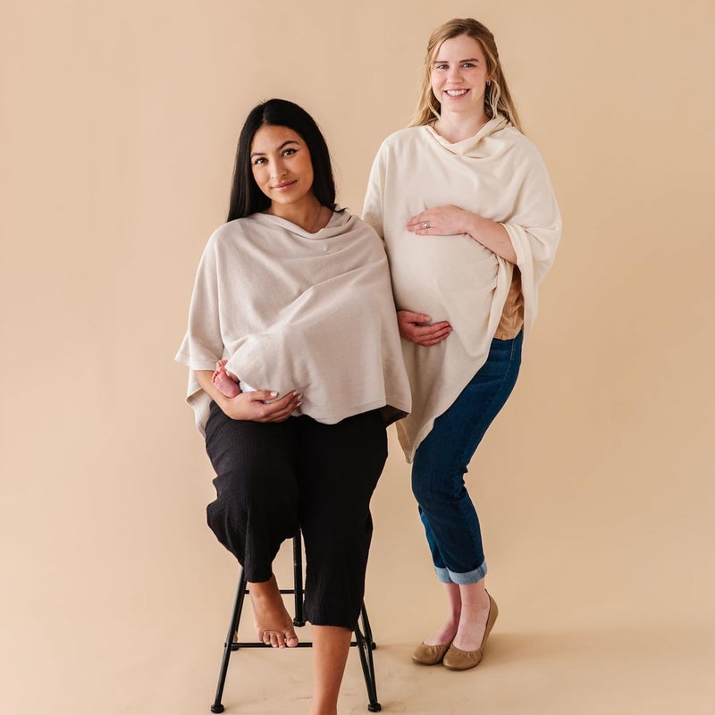 MakeMake Organics Knit Breathable Nursing Cover Up for Breastfeeding - Soft GOTS Certified Organic Cotton Breastfeeding Cover Up for Women - Privacy Feature, Vanilla - Image 4